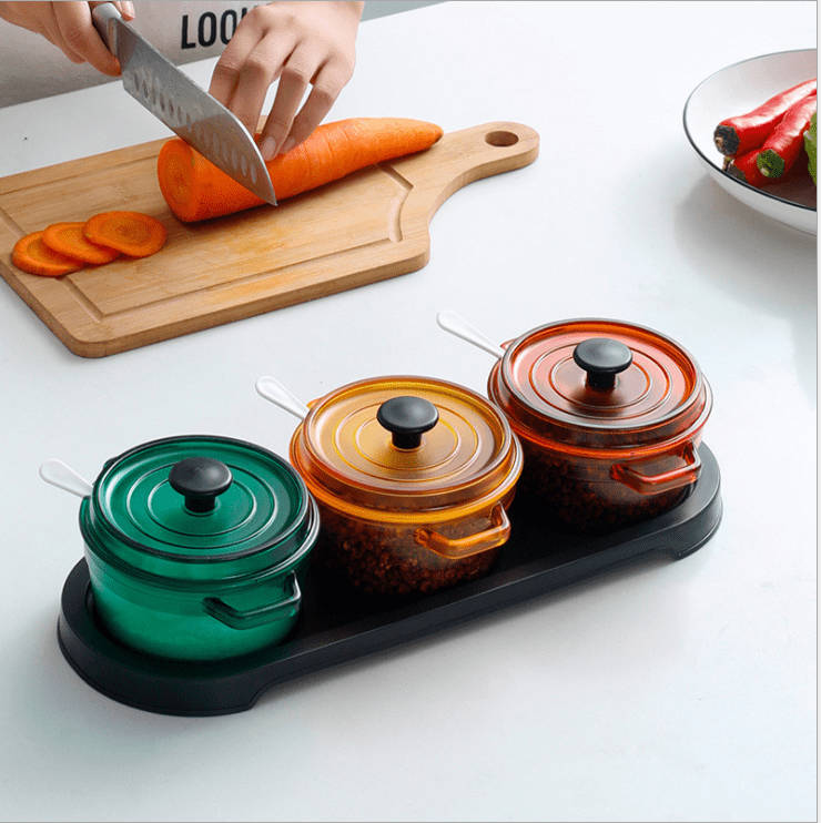 Set of 3 Decorative Condiment Container.